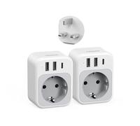 TESSAN Paquete de 2 Adaptador Enchufe UK, 4 en 1 Enchufe Tipo G con USB C y 2 USB A, Adaptador Ingles a Español 3250 W, Adapter Irlanda, EU to UK Plug Adapter para Irlanda Escocia