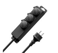 TESSAN Regletas con 3 enchufes, 3 en 1 Multiple con Alargador 2 Metros, Ladron Enchufes con Tapas Protectoras, Negro