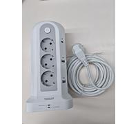 TESSAN Regletas Enchufes con Interruptores Individuales, Alargador Enchufe 5 Metros, 18 en 1 Torre Enchufes Vertical con 6 USB(2 USB C), 12 Tomas Multiples, Regleta Proteccion Sobretension para Hogar