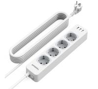 TESSAN Regletas Enchufes con USB, Alargador Enchufes con 4 Tomas y 3 USB, Regleta con Interruptor, Compatible con Phone, para Casa, Oficina, 3m