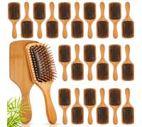 Tessco for you 24 cepillos de pelo de bambú para mujer, cepillo de madera a granel, masaje del cuero cabelludo, cerdas de bambú, antiestático, para hombres, grabado, regalo para profesores de boda
