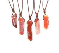 Tesselite Ágata roja Rebanada de Piedra Natural Colgante Cristales Collar Joyería clásica Piedra Natural con Color único El Color de Cada Piedra envía al Azar Una Pieza, como se m
