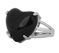 Tesselite Anillo de Piedra - Anillo de Cristal de Amor Anillo Ajustable de Piedra Natural Blanca para Mujer Joyería Nupcial de Boda Personalizada de Moda de Compromiso, obsidiana Negra, Talla única