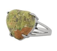 Tesselite Anillo de Piedra - Anillo de Cristal de Amor Anillo Ajustable de Piedra Natural Blanca para Mujer Joyería Nupcial de Boda Personalizada de Moda de Compromiso, Unakite, Talla única