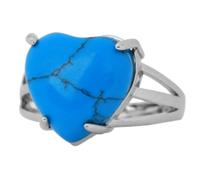 Tesselite Anillo de Piedra - Anillo de Cristal de Amor Anillo Ajustable de Piedra Natural Blanca para Mujer Joyería Nupcial de Boda Personalizada de Moda de Compromiso, Azul Turquesa, Talla única