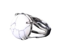 Tesselite Anillo de Piedra - Anillo de Cristal para Mujer Anillo de Piedra Natural Anillo de Cuentas de Bola Aventurina Verde Amatista Cuarzo Joyería de Fiesta Blanca, Turquesa Blanca, Talla única