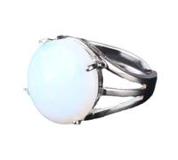 Tesselite Anillo de piedra - Anillo de cristal para mujer Anillo de piedra natural Anillo de cuentas de bola Aventurina verde Amatista Cuarzo Joyería de fiesta blanca, Ópalo, Talla única, Opal