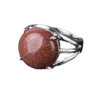 Tesselite Anillo de Piedra - Anillo de Cristal para Mujer Anillo de Piedra Natural Anillo de Cuentas de Bola Aventurina Verde Amatista Cuarzo Joyería de Fiesta Blanca, Arena marrón, Talla única