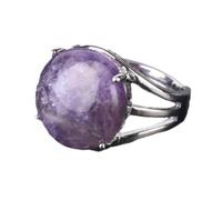 Tesselite Anillo de Piedra - Anillo de Cristal para Mujer Anillo de Piedra Natural Anillo de Cuentas de Bola Aventurina Verde Amatista Cuarzo Joyería de Fiesta Blanca, Amatista, Talla única