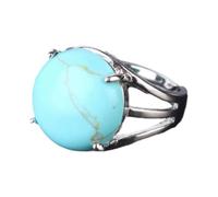 Tesselite Anillo de Piedra - Anillo de Cristal para Mujer Anillo de Piedra Natural Anillo de Cuentas de Bola Aventurina Verde Cuarzo Amatista Joyería de Fiesta Blanca, Turquesa, Talla única