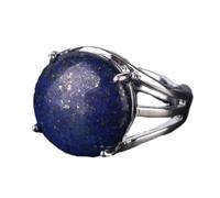 Tesselite Anillo de Piedra - Anillo de Cristal para Mujer Anillo de Piedra Natural Anillo de Cuentas de Bola Aventurina Verde Amatista Cuarzo Joyería de Fiesta Blanca, Lapislázuli, Talla única