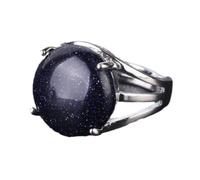 Tesselite Anillo de Piedra - Anillo de Cristal para Mujer Anillo de Piedra Natural Anillo de Cuentas de Bola Aventurina Verde Amatista Cuarzo Joyería de Fiesta Blanca, Arena Azul, Talla única