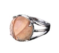 Tesselite Anillo de Piedra - Anillo de Cristal para Mujer Anillo de Piedra Natural Anillo de Cuentas de Bola Aventurina Verde Amatista Cuarzo Joyería de Fiesta Blanca, Jaspe de Imagen, Talla única