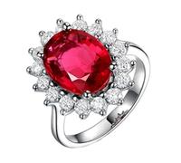 Tesselite Anillo de Piedra - Anillo de Zafiro de Moda Retro Anillo de rubí de Zafiro Ajustable Abierto Anillo de Fiesta de Compromiso de Boda para Mujer, Diamante Rojo, Talla única