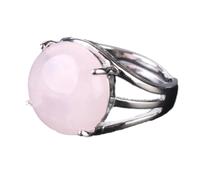 Tesselite Anillos de Piedra - Anillos de Cristal para Mujer Anillos de Piedra Natural Anillos de Cuentas de Bolas Amatista Cuarzo púrpura Joyería de Fiesta Blanca, Cuarzo Rosa, Talla única