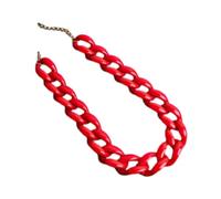 Tesselite Collar de acrílico: Collar de acrílico Fluorescente de Moda versátil, Collar Colorido de Verano, Cadena de clavícula Ajustable, Regalo para Novias y Esposas, Grande Rojo, Talla única