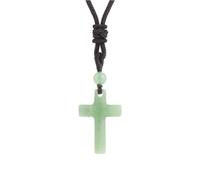 Tesselite Collar de Piedra: Collar con Colgante de Cruz de Piedra Natural para Hombre, Collares de Amatista con Ojo de Tigre para Mujer, Regalo, joyería clásica de Moda, aventurina Verde, Talla única