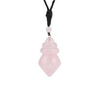 Tesselite Collar de Piedra: Collar de Hombre de Piedra Natural, Cono Grande, Ojo de Tigre, Amatista, Cristal Rosa, Collares con Colgante de Cuarzo para Mujer, joyería, Cuarzo Rosa, Talla única