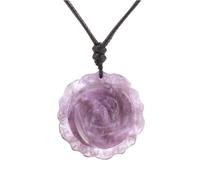 Tesselite Collar de Piedra: Collar de Piedra de Cristal Natural para Mujer, Colgante con Forma de Flor de Rosa Tallada a Mano, Accesorios de joyería, Regalos de San Valentín, Amatista, Talla única