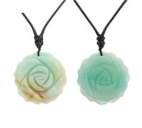 Tesselite Collar de Piedra: Collar de Piedra de Cristal Natural para Mujer, Colgante con Forma de Flor de Rosa Tallada a Mano, Accesorios de joyería, Regalos de San Valentín, Piedra Azul, Talla única