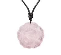 Tesselite Collar de Piedra: Collar de Piedra de Cristal Natural para Mujer, Colgante con Forma de Flor de Rosa Tallada a Mano, Accesorios de joyería, Regalos de San Valentín, Cuarzo Rosa, Talla única