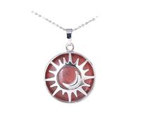 Tesselite Collar de Piedra-Luna Sol Collares Colgante Piedra Natural Malaquita Collar de Cristal Blanco Mujeres Hombres Joyería Uso Diario, Cristal de sandía, Talla única