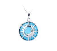 Tesselite Collar de Piedra-Luna Sol Collares Colgante Piedra Natural Malaquita Collar de Cristal Blanco Mujeres Hombres Joyería Uso Diario, Azul Turquesa, Talla única