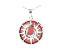 Tesselite Collar de Piedra-Luna Sol Collares Colgante Piedra Natural Malaquita Collar de Cristal Blanco Mujeres Hombres Joyería Uso Diario, Jaspe Rojo, Talla única