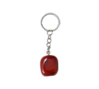 Tesselite Moda Piedra de Cristal Natural geométrica Pulida a Mano Jaspe Rojo Azul Arenisca Llavero Colgante Hombres y Mujeres Accesorios de bricolaje-1PC, Jaspe Rojo, Talla única