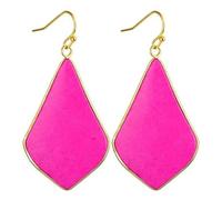 Tesselite Pendientes de Piedra: Rosa Natural, Cuarzo Rosa, aventurina Verde, Turquesa, Gota de Agua, Pendientes de Piedra con Gancho para Mujer, joyería de Fiesta, Rosa roja Turquesa, Talla única