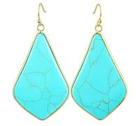 Tesselite Pendientes de Piedra: Rosa Natural, Cuarzo Rosa, aventurina Verde, Turquesa, Gota de Agua, Pendientes de Piedra con Gancho para Mujer, joyería de Fiesta, Turquesa Verde, Talla única