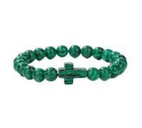 Tesselite Pulsera de Piedra - Pulsera con dijes Cruzados de Moda, Piedra de ágata de Cuarzo, Pulsera de Cuentas de 8 mm, Mujeres, Hombres, Pareja, Regalo de joyería Dulce, malaquita, Talla única