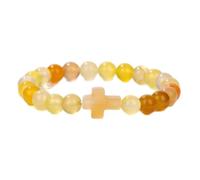 Tesselite Pulsera de Piedra - Pulsera con dijes Cruzados de Moda, Piedra de ágata de Cuarzo, Pulsera de Cuentas de 8 mm, Mujeres, Hombres, Pareja, Regalo de joyería Dulce, ágata, 1, Talla única