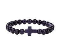 Tesselite Pulsera de Piedra - Pulsera con dijes Cruzados de Moda, Piedra de ágata de Cuarzo, Pulsera de Cuentas de 8 mm, Mujeres, Hombres, Pareja, Regalo de joyería Dulce, Arenisca, Talla única