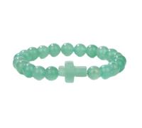 Tesselite Pulsera de Piedra - Pulsera con dijes de Cruz de Moda, Piedra de ágata de Cuarzo, Pulsera de Cuentas de 8 mm, Mujer, Hombre, Pareja, Regalo de joyería Dulce, Aventurina, Talla única