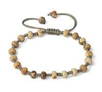 Tesselite Pulsera de Piedra: Pulseras Trenzadas de Piedra Natural, Cuentas Redondas facetadas de 6 mm, Cristal de Cuarzo, Cuerda Tejida Gris, Pulsera para Mujer, joyería, Jaspe de Imagen, Talla única