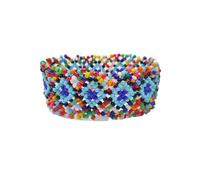 Tesselite Pulsera exagerada con cuentas de mijo trenzadas de colores, pulsera ancha de estilo étnico, pulsera de estilo festivo bohemio, pulsera unisex de uso diario de primavera, n.º 9, talla única