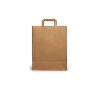 Tessera Bio Products Q222812 - Bolsa de papel de estraza con asas interiores reforzadas, color natural, 22 cm de largo, 12 cm de altura, 28 cm de ancho, 250 unidades