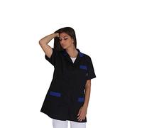 tessile astorino Bata de trabajo para mujer - Negro y azul - uniforme para maestra, empresas de limpieza, peluquería, peluquería, escuela infantil, casaca personalizada Nero E Blu XXL