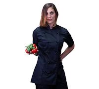 tessile astorino Bordado gratuito - Chaqueta de cocinero de cocina - Casaca Chef de mujer de manga corta - Negra - Fabricado en Italia Nera, Donna S