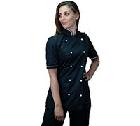 tessile astorino Bordado gratuito - Chaqueta de cocinero de cocina - Casaca Chef de mujer de manga corta - Negra y blanca - Fabricado en Italia Nera E Bianca, Donna S