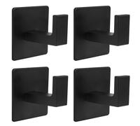 TESSTSY Gancho adhesivo negro mate, gancho de pared, autoadhesivo, acero inoxidable 304, sin agujeros, para dormitorio, baño y cocina (4 unidades)