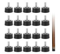TESSTSY Jinsion Furniture - Patas niveladoras para muebles, color negro, M5 x 20 mm, 18 mm de diámetro, patas ajustables atornilladas para mesas, sillas, camas y armarios, paquete de 20