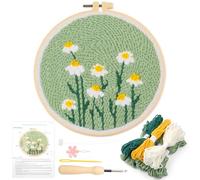 TESSTSY Kit Bordado Principiantes Flores Embroidery, Kit de Arranque Punch Needle kit para Adultos Principiantes, Kit de Bordado con Aguja Perforada con Patrón e Instrucciones (Flores y Plantas)