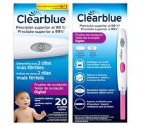 Test de ovulación Clearblue Digital, con eficacia demostrada para ayudarte a quedarte embarazada, 1 soporte digital y 20 tests
