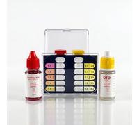 Test Kit Cloro y pH Piscina - Medidor de Cloro, y pH en Agua - Kit Analizador con Reactivos OTO y Phenol - Para Piscinas, Spa y Jacuzzis - Fluvia (Kit Completo)