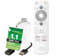 [Test MUY BUENO, Note 1.1 *] Homatics TV Stick 4K UHD | Google TV & Netflix Certificados | Android 12 Chromecast Mediaplayer WiFi IP Stick con mando a distancia Bluetooth y cable de extensión HDMI