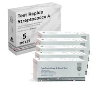 Test rápido estreptococo A - 5 piezas hisopo faríngeo resultados | Antígeno grupo A · Uso doméstico · Bolsa desecante · Formato monouso · Dispositivo dedicado · EN 10