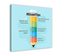 Test Success Guide Poster Exam Checklist and Study Tips Canvas Wall Art for Study Room and Library Decor(Framed,12x18inch(30x45cm))