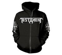 Testament Sudadera con capucha con logotipo oficial de la banda de cuernos de horquilla para hombre, color negro, Negro, S